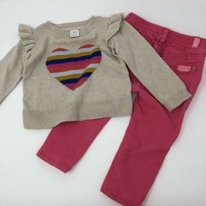2/$30 OUTFIT 7FAM Pink Jeans 18m Gap 12-18m Sweatr
